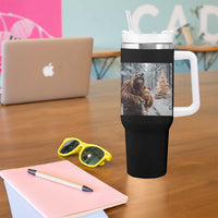 Funny Bigfoot With Cat Selfie Christmas Tumbler With Handle - Wonder Print Shop