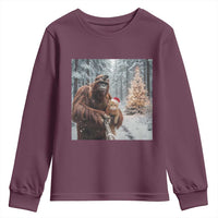 Funny Bigfoot With Cat Selfie Christmas Youth Sweatshirt - Wonder Print Shop