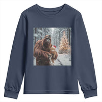 Funny Bigfoot With Cat Selfie Christmas Youth Sweatshirt - Wonder Print Shop