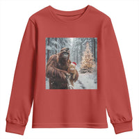 Funny Bigfoot With Cat Selfie Christmas Youth Sweatshirt - Wonder Print Shop