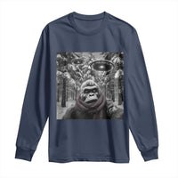 Funny Bigfoot Selfie Long Sleeve Shirt Sasquatch Alien UFO Christmas - Wonder Print Shop