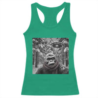 Funny Bigfoot Selfie Racerback Tank Top Sasquatch Alien UFO Christmas - Wonder Print Shop