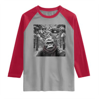 Funny Bigfoot Selfie Raglan Shirt Sasquatch Alien UFO Christmas - Wonder Print Shop