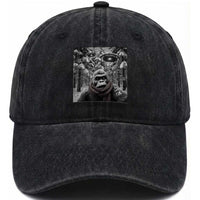 Funny Bigfoot Selfie Washed Cotton Baseball Cap Sasquatch Alien UFO Christmas