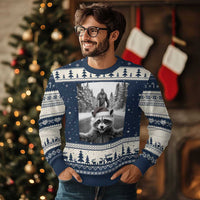 Funny Racoon With Bigfoot Selfie Xmas Ugly Christmas Sweater - Wonder Print Shop