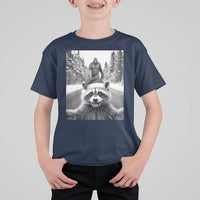 Funny Racoon With Bigfoot Selfie Christmas T Shirt For Kid - Wonder Print Shop