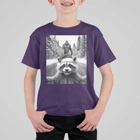 Funny Racoon With Bigfoot Selfie Christmas T Shirt For Kid - Wonder Print Shop