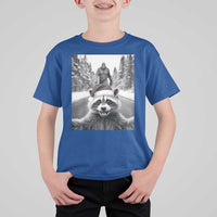 Funny Racoon With Bigfoot Selfie Christmas T Shirt For Kid - Wonder Print Shop