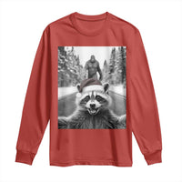 Funny Racoon With Bigfoot Selfie Christmas Long Sleeve Shirt - Wonder Print Shop