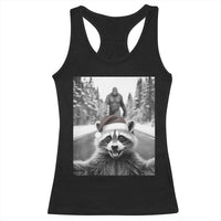 Funny Racoon With Bigfoot Selfie Christmas Racerback Tank Top - Wonder Print Shop