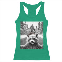 Funny Racoon With Bigfoot Selfie Christmas Racerback Tank Top - Wonder Print Shop