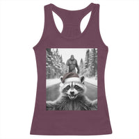 Funny Racoon With Bigfoot Selfie Christmas Racerback Tank Top - Wonder Print Shop