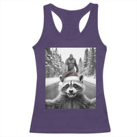 Funny Racoon With Bigfoot Selfie Christmas Racerback Tank Top - Wonder Print Shop
