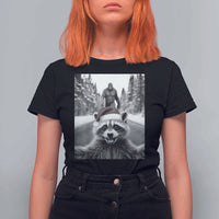 Funny Racoon With Bigfoot Selfie Christmas T Shirt For Women - Wonder Print Shop