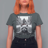 Funny Racoon With Bigfoot Selfie Christmas T Shirt For Women - Wonder Print Shop