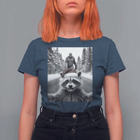 Funny Racoon With Bigfoot Selfie Christmas T Shirt For Women - Wonder Print Shop