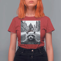 Funny Racoon With Bigfoot Selfie Christmas T Shirt For Women - Wonder Print Shop