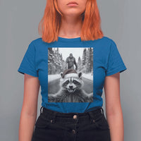 Funny Racoon With Bigfoot Selfie Christmas T Shirt For Women - Wonder Print Shop