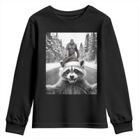 Funny Racoon With Bigfoot Selfie Christmas Youth Sweatshirt - Wonder Print Shop