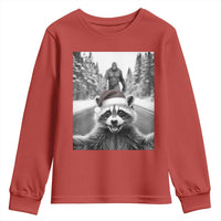 Funny Racoon With Bigfoot Selfie Christmas Youth Sweatshirt - Wonder Print Shop