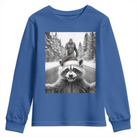 Funny Racoon With Bigfoot Selfie Christmas Youth Sweatshirt - Wonder Print Shop