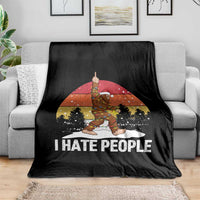 Funny Bigfoot Christmas Throw Blanket I Hate People - Wonder Print Shop