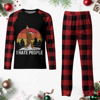Funny Bigfoot Christmas Plaid Pajama Set I Hate People - Wonder Print Shop