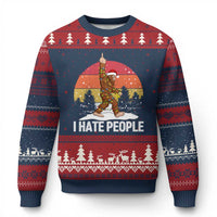 Funny Bigfoot Xmas Ugly Christmas Sweater I Hate People - Wonder Print Shop