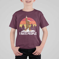 Funny Bigfoot Christmas T Shirt For Kid I Hate People - Wonder Print Shop