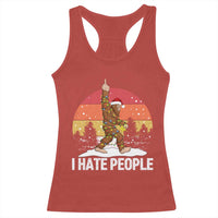 Funny Bigfoot Christmas Racerback Tank Top I Hate People - Wonder Print Shop