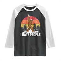 Funny Bigfoot Christmas Raglan Shirt I Hate People - Wonder Print Shop
