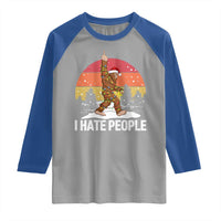Funny Bigfoot Christmas Raglan Shirt I Hate People - Wonder Print Shop