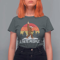 Funny Bigfoot Christmas T Shirt For Women I Hate People - Wonder Print Shop