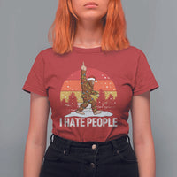 Funny Bigfoot Christmas T Shirt For Women I Hate People - Wonder Print Shop