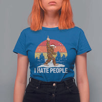 Funny Bigfoot Christmas T Shirt For Women I Hate People - Wonder Print Shop