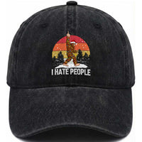 Funny Bigfoot Christmas Washed Cotton Baseball Cap I Hate People