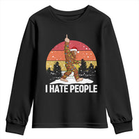 Funny Bigfoot Christmas Youth Sweatshirt I Hate People - Wonder Print Shop