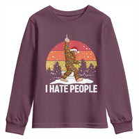 Funny Bigfoot Christmas Youth Sweatshirt I Hate People - Wonder Print Shop