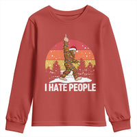 Funny Bigfoot Christmas Youth Sweatshirt I Hate People - Wonder Print Shop