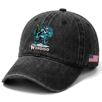 Funny Wendigo Monster Christmas Washed Cotton Baseball Cap Rock On Hand Meme Xmas