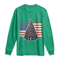 Patriotic American Flag Christmas Long Sleeve Shirt - Wonder Print Shop