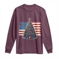 Patriotic American Flag Christmas Long Sleeve Shirt - Wonder Print Shop