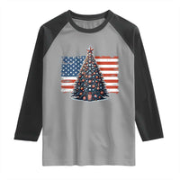 Patriotic American Flag Christmas Raglan Shirt - Wonder Print Shop