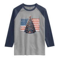Patriotic American Flag Christmas Raglan Shirt - Wonder Print Shop