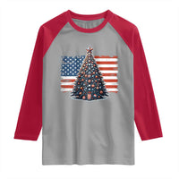 Patriotic American Flag Christmas Raglan Shirt - Wonder Print Shop