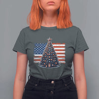 Patriotic American Flag Christmas T Shirt For Women - Wonder Print Shop