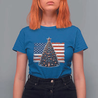 Patriotic American Flag Christmas T Shirt For Women - Wonder Print Shop