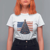 Patriotic American Flag Christmas T Shirt For Women - Wonder Print Shop