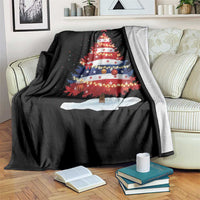 Christmas Tree American Flag Patriotic Throw Blanket - Wonder Print Shop
