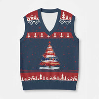 Xmas Tree American Flag Patriotic V-Neck Knit Sweater Vest - Wonder Print Shop